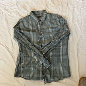 John Varvatos Gray Plaid Casual Shirt